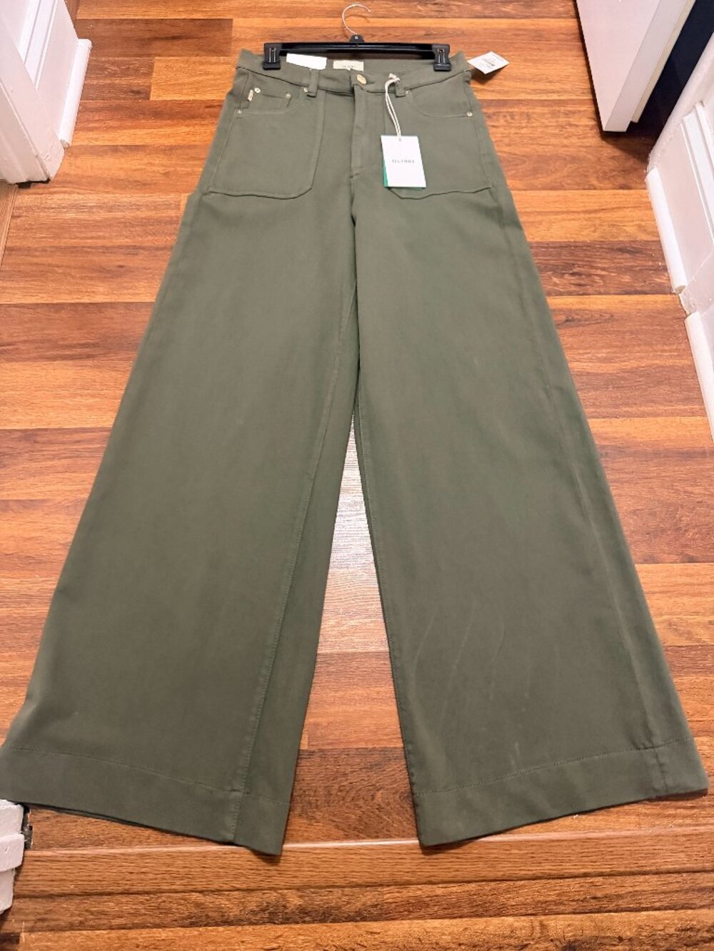 DL1961 Hepburn Wide Leg High Rise Olive Pants